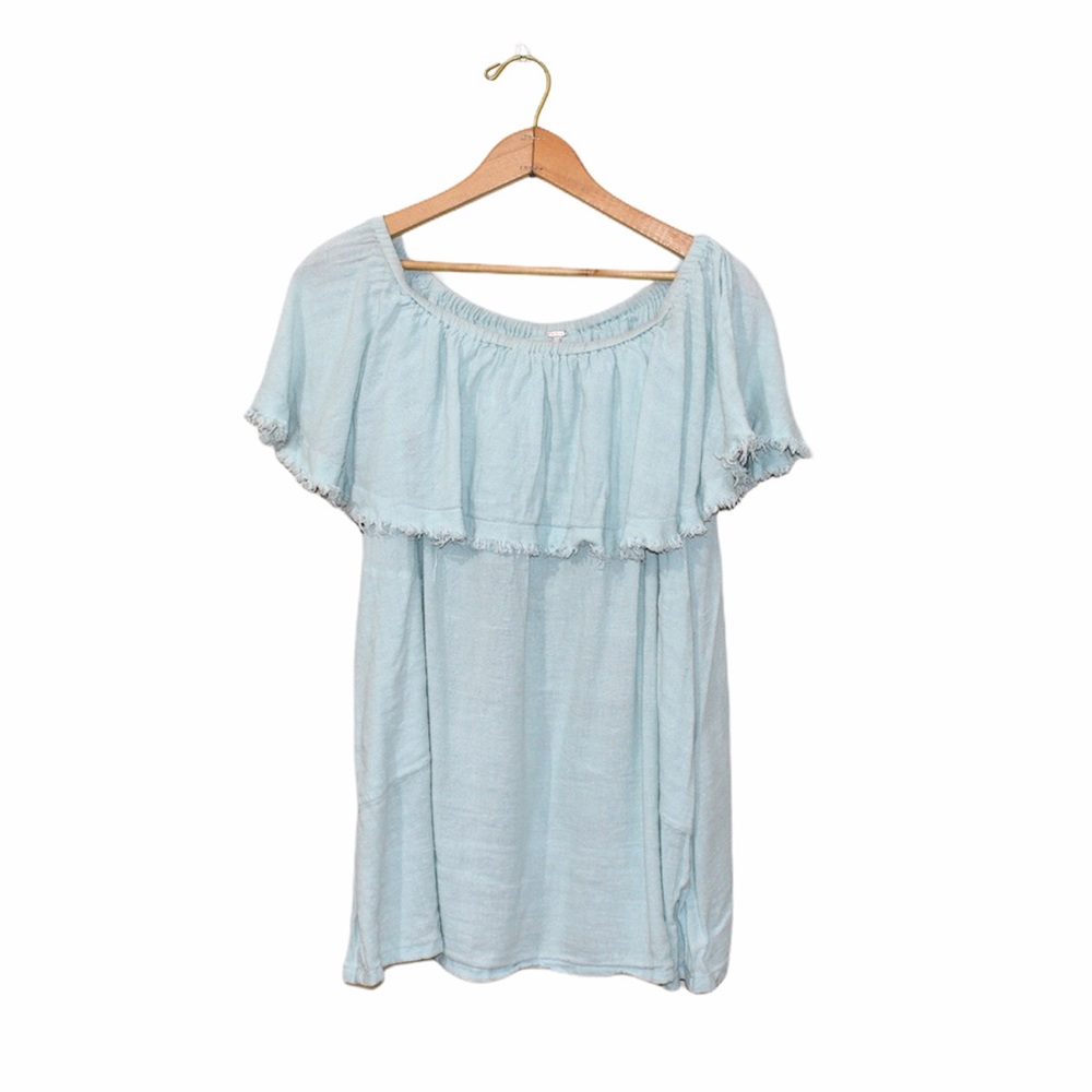 Free People Off The Shoulder Mini Dress Seafoam XS